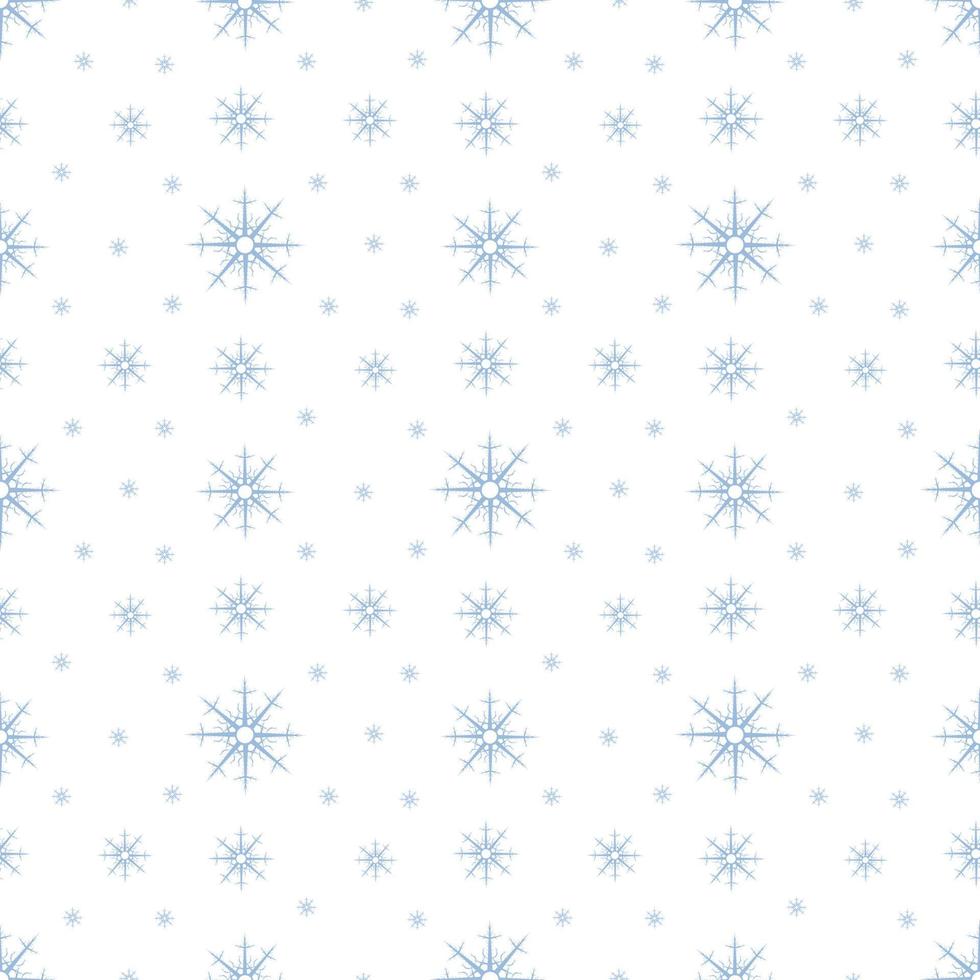 Seamless pattern with blue snowflakes on white background for plaid, fabric, textile, clothes, tablecloth and other things. Vector image.