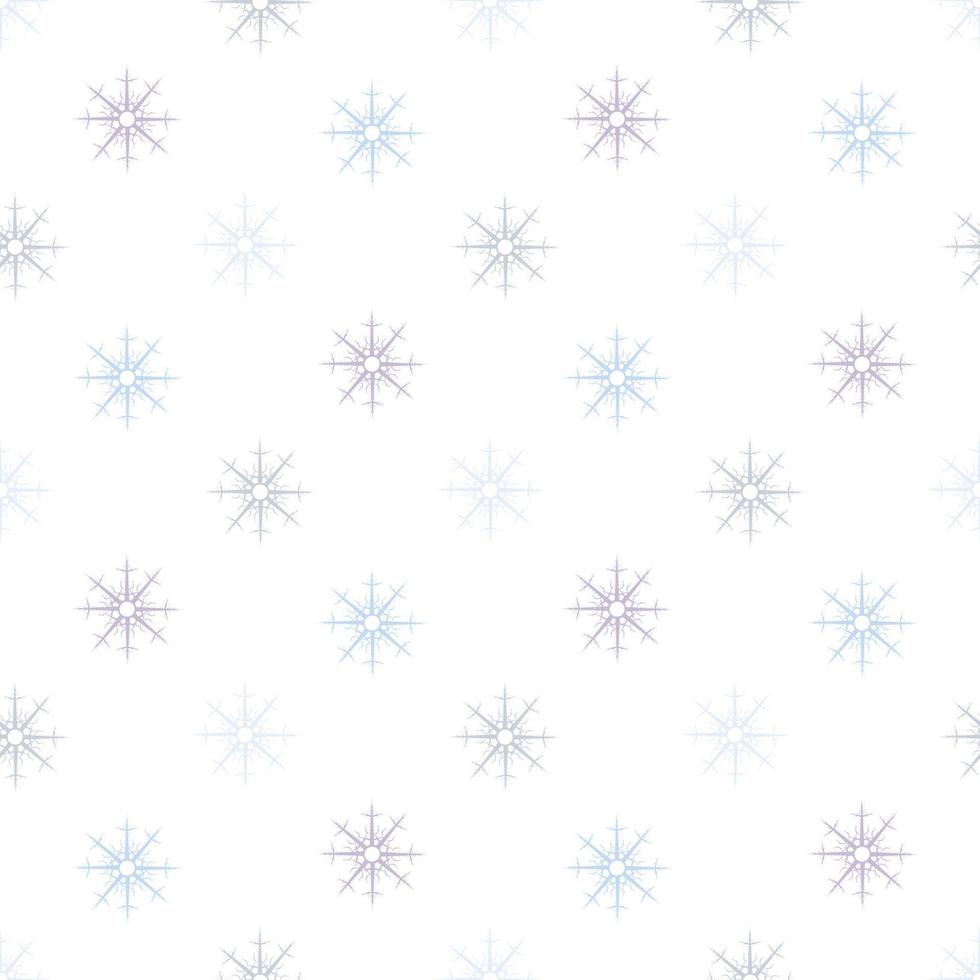 Seamless pattern with pastel blue, violet and grey snowflakes on white background for plaid, fabric, textile, clothes, tablecloth and other things. Vector image.