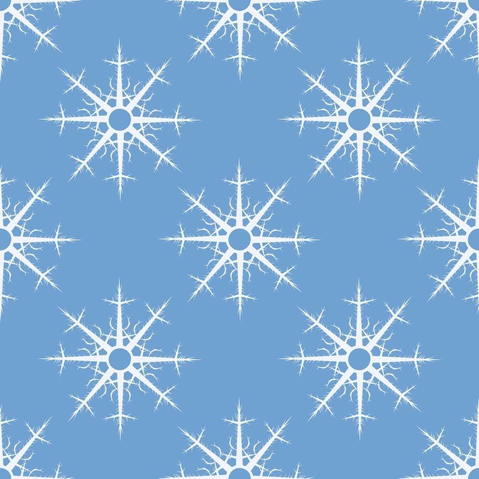 Seamless pattern with white snowflakes on blue background for plaid, fabric, textile, clothes, tablecloth and other things. Vector image.
