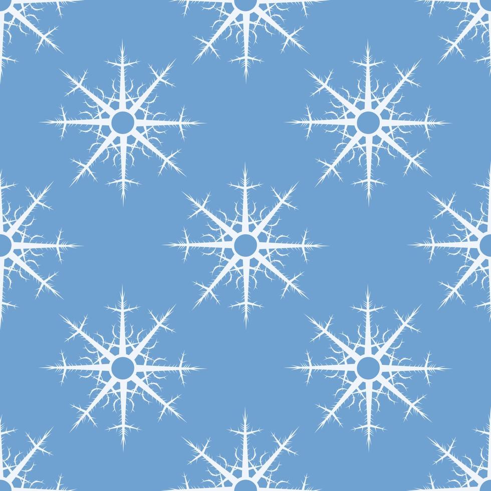 Seamless pattern with white snowflakes on blue background for plaid, fabric, textile, clothes, tablecloth and other things. Vector image.