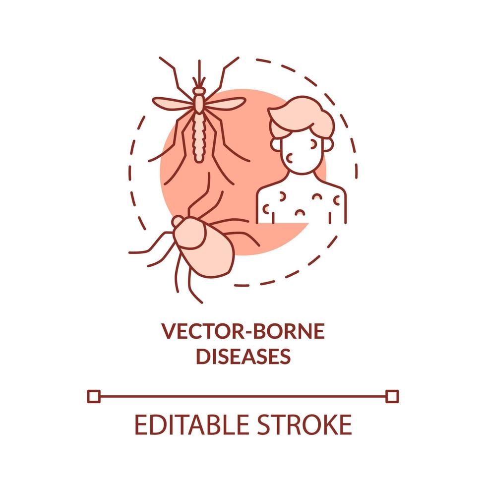 Vector borne diseases red concept icon