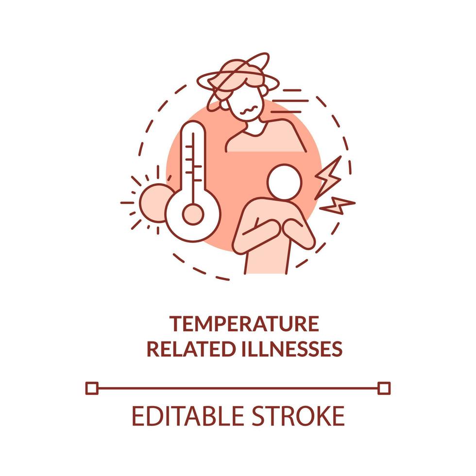 icono de concepto rojo de enfermedades relacionadas con la temperatura vector