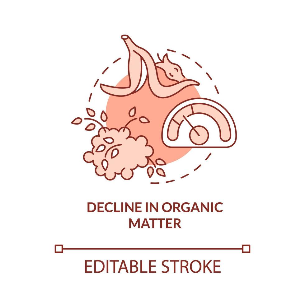 disminución del icono de concepto rojo de materia orgánica vector