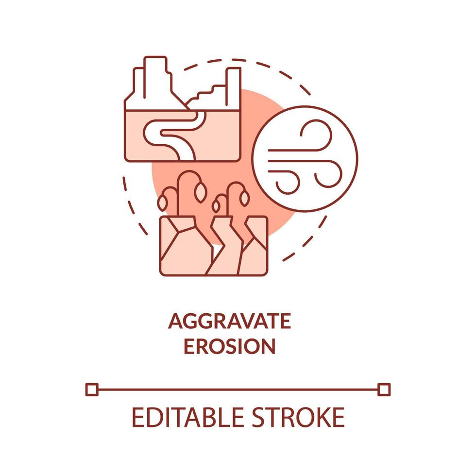 Aggravate erosion red concept icon vector