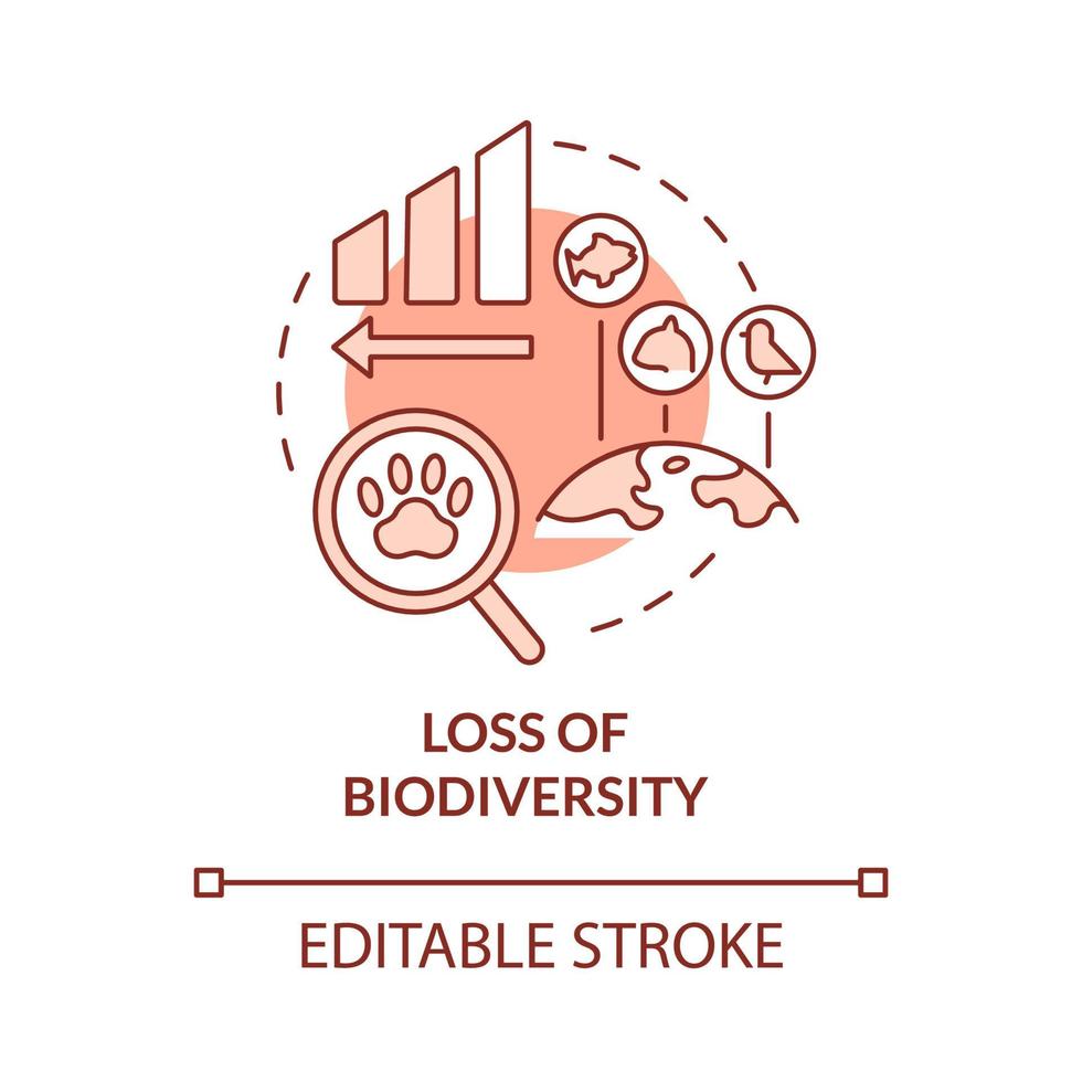 Loss of biodiversity red concept icon vector
