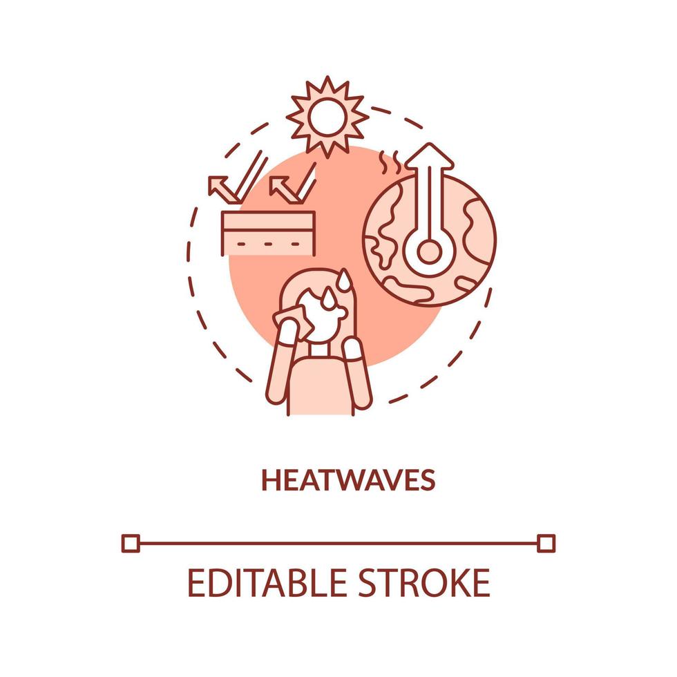 Heatwaves red concept icon vector