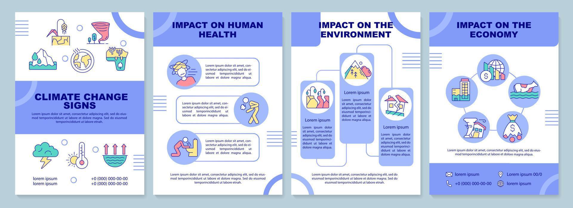 Climate change effects brochure template vector