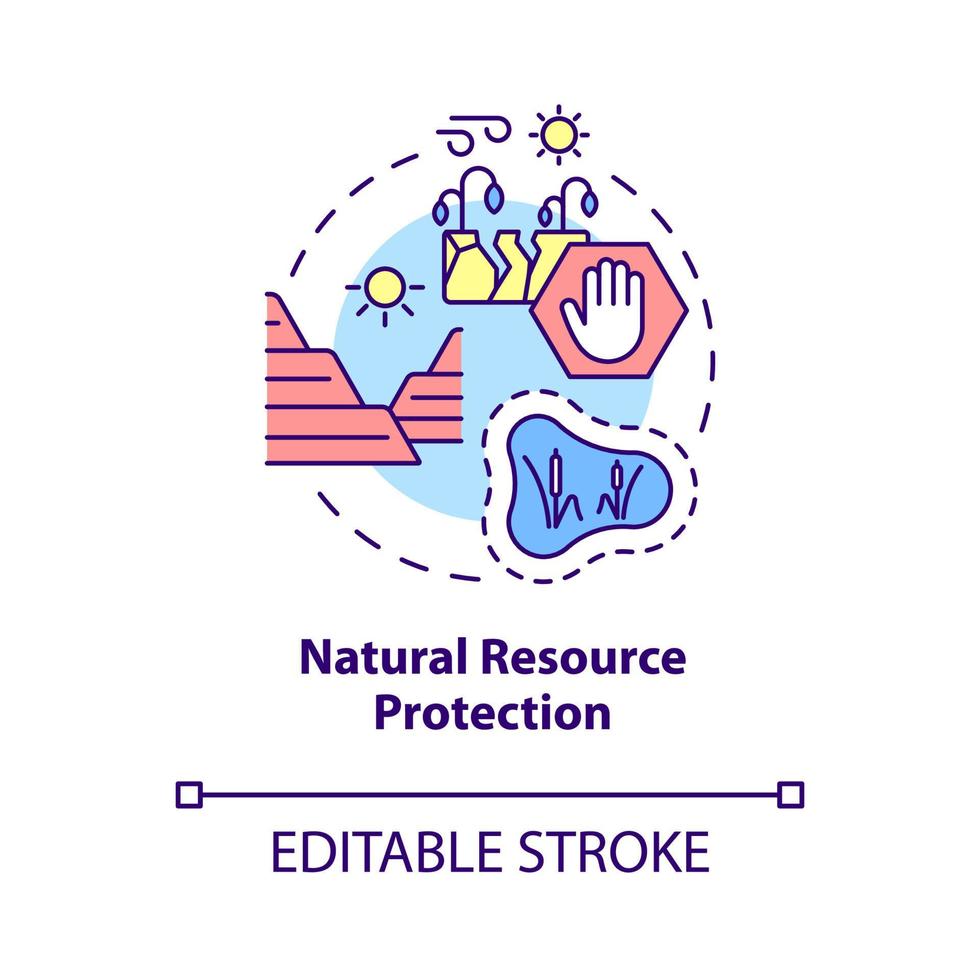 Natural resources protection concept icon. Environmental habitat abstract idea thin line illustration. Isolated outline drawing. Editable stroke. Roboto-Medium, Myriad Pro-Bold fonts used vector