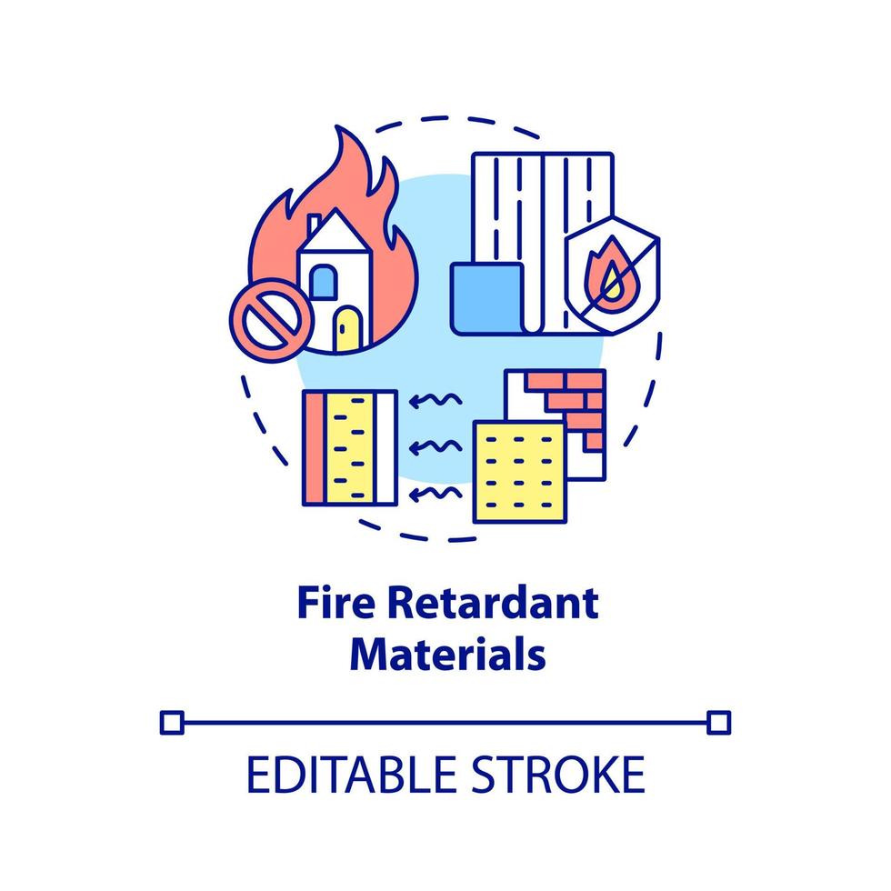 Fire retardant materials concept icon. Disaster mitigation abstract idea thin line illustration. Isolated outline drawing. Editable stroke. Roboto-Medium, Myriad Pro-Bold fonts used vector