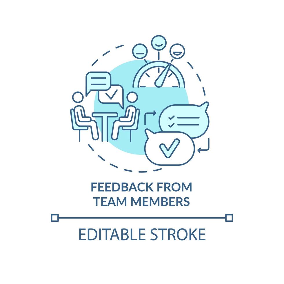 Feedback from team members turquoise concept icon. Communication abstract idea thin line illustration. Isolated outline drawing. Editable stroke. Roboto-Medium, Myriad Pro-Bold fonts used vector