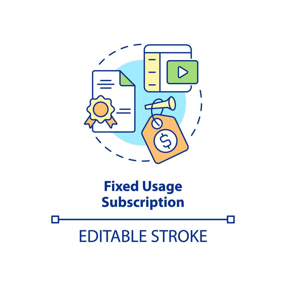 Fixed usage subscription concept icon. Types of subscription abstract idea thin line illustration. Isolated outline drawing. Editable stroke. Roboto-Medium, Myriad Pro-Bold fonts used vector
