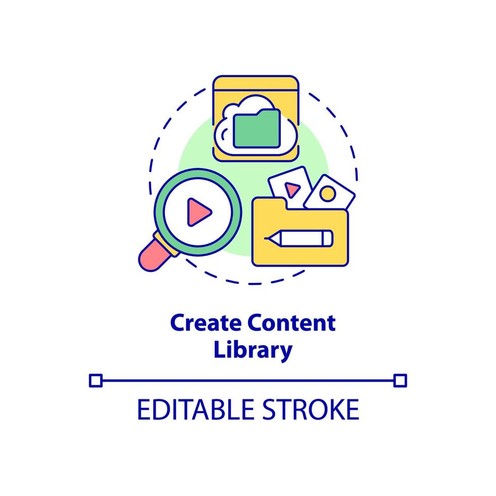 Create content library concept icon. Subscription model. Video on demand abstract idea thin line illustration. Isolated outline drawing