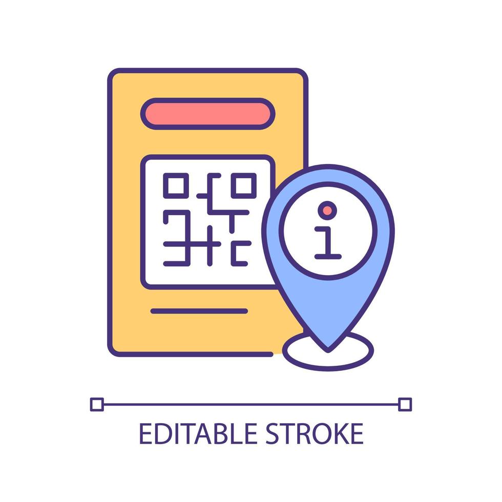 QR access to data base RGB color icon. Contactless solution for authentification in online system. Isolated vector illustration. Simple filled line drawing. Editable stroke. Arial font used