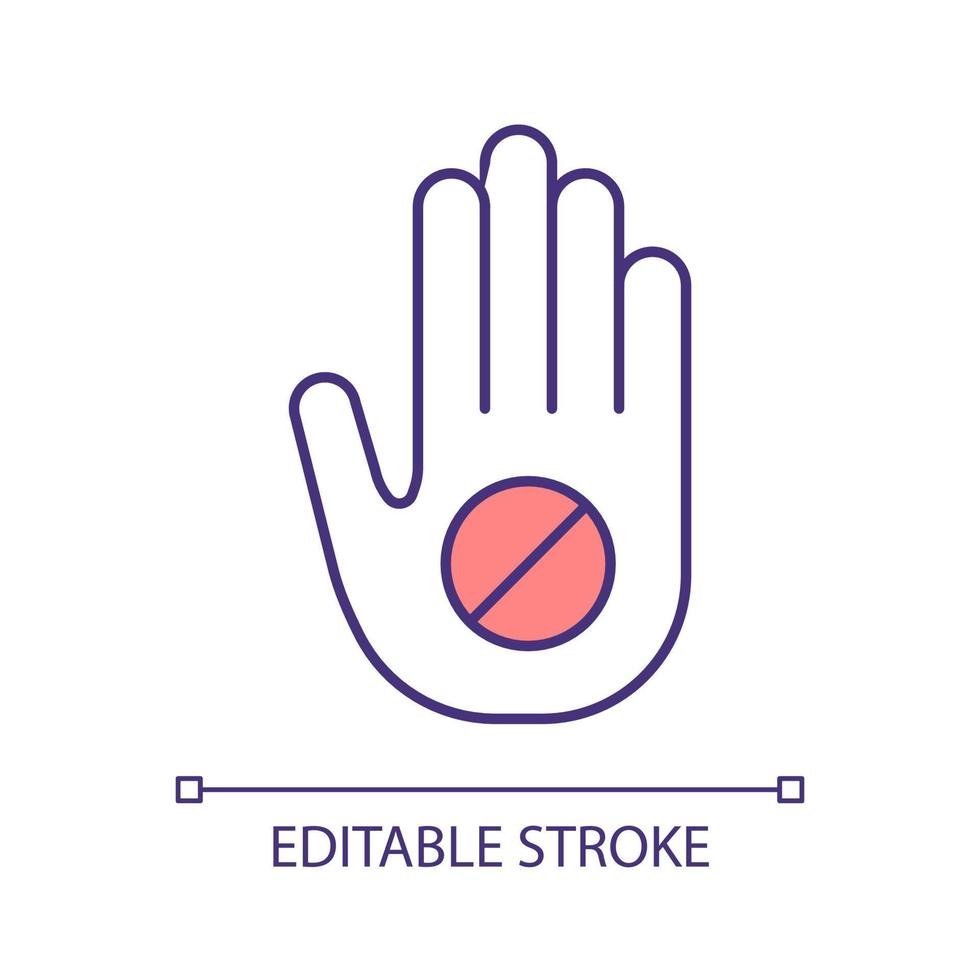 Avoid contact RGB color icon. Touchless and contactless service solution. Safety and security sign. Isolated vector illustration. Simple filled line drawing. Editable stroke. Arial font used
