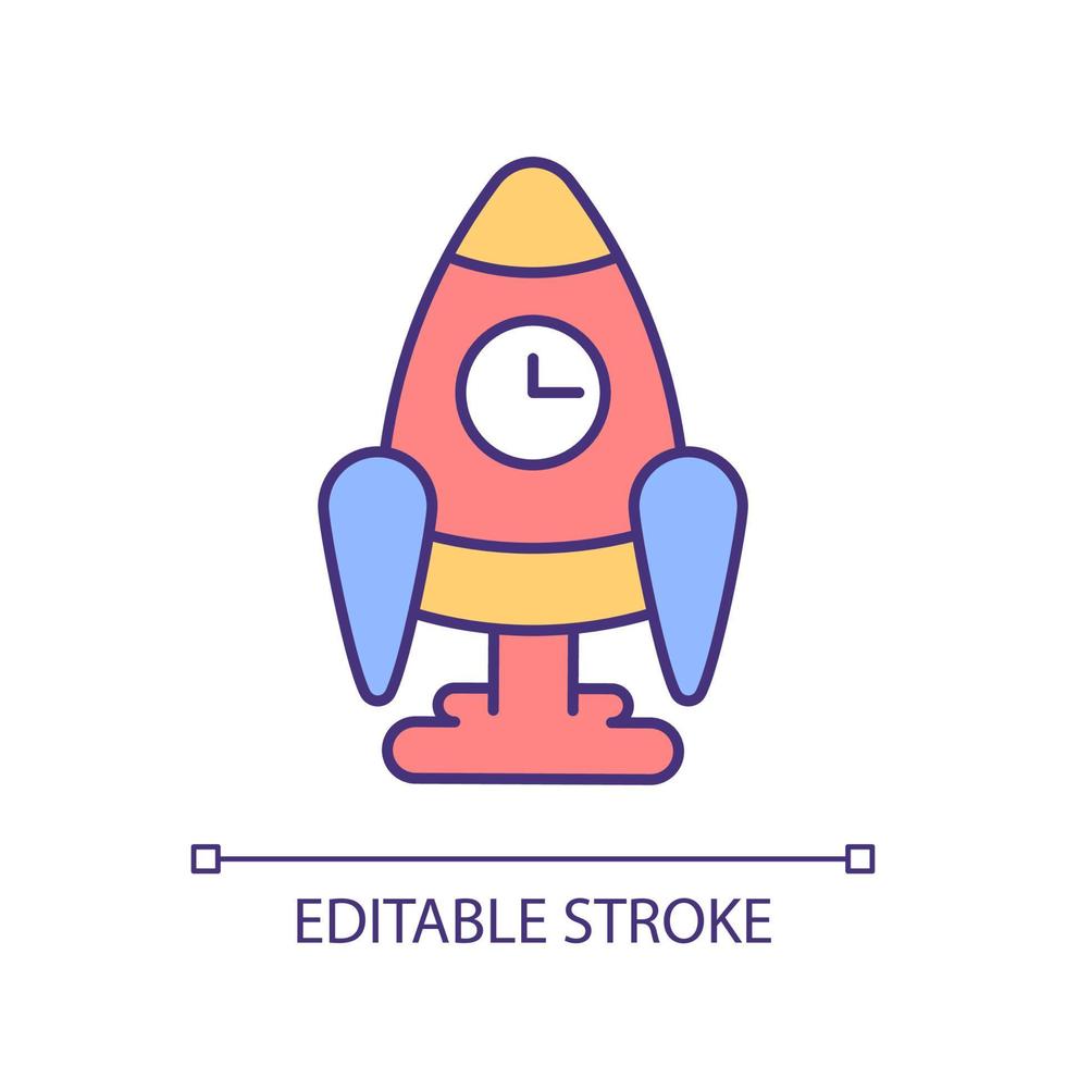 Fast RGB color icon. Boosting rocket speed. Innovative technology. Fast speed. Increase performance. Isolated vector illustration. Simple filled line drawing. Editable stroke. Arial font used