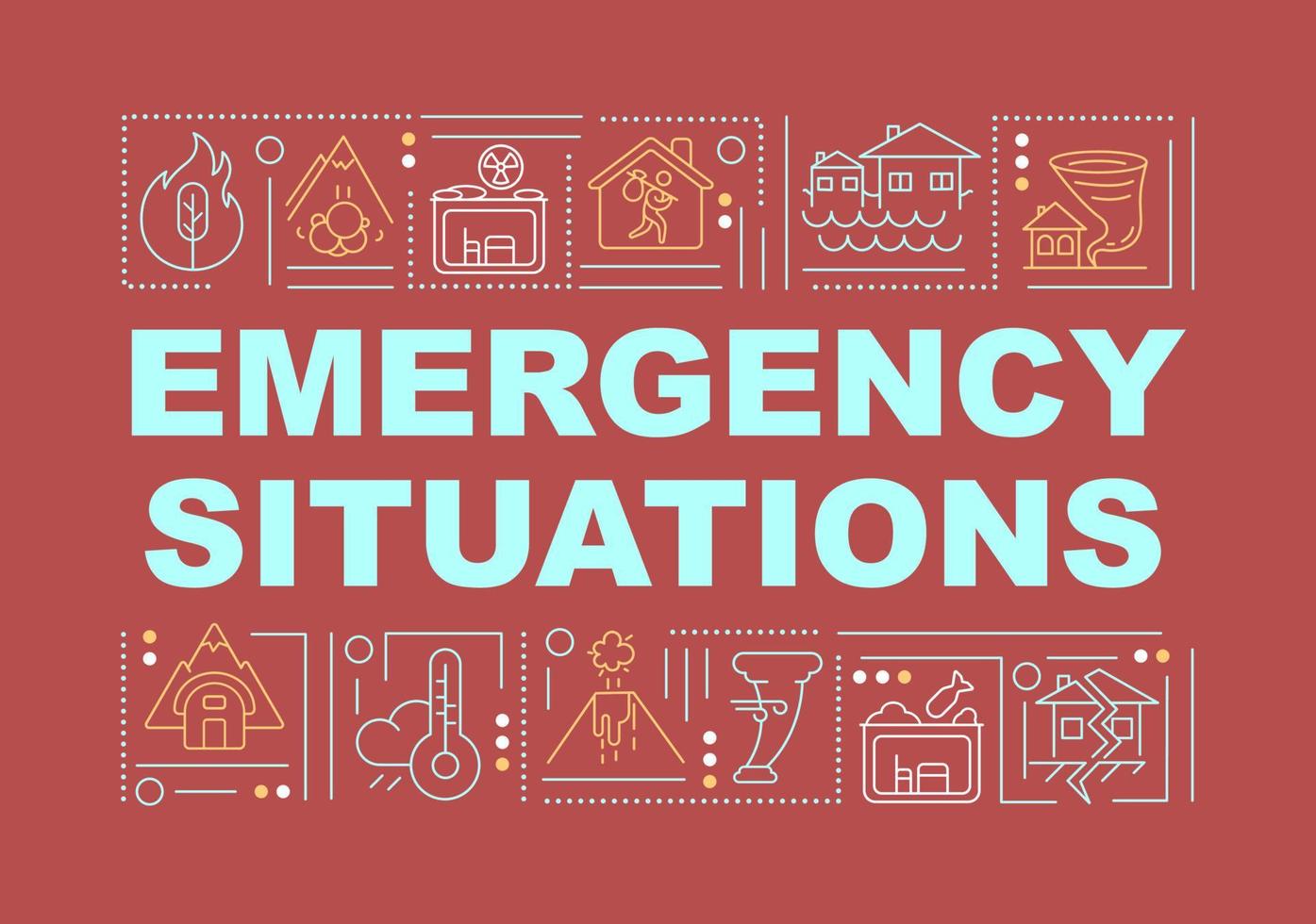 Emergency situations word concepts red banner. Hazard damage