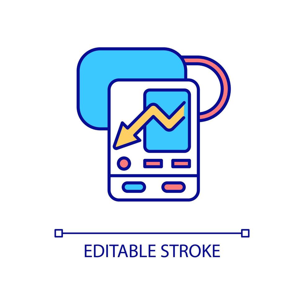 Medical diagnostic device RGB color icon. Patient examination tools. Health care technology. Isolated vector illustration. Simple filled line drawing. Editable stroke. Arial font used