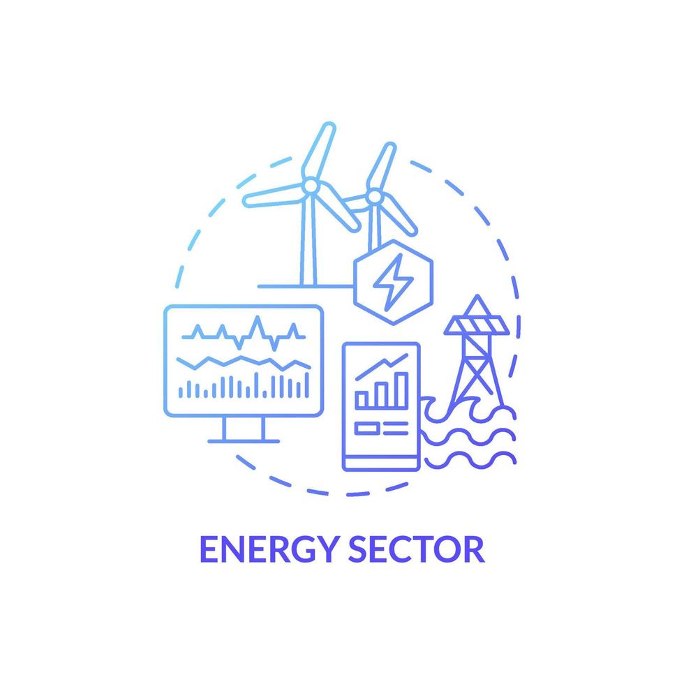Energy sector blue gradient concept icon. Improving asset performance abstract idea thin line illustration. Smart management. Isolated outline drawing. Roboto-Medium, Myriad Pro-Bold fonts used vector