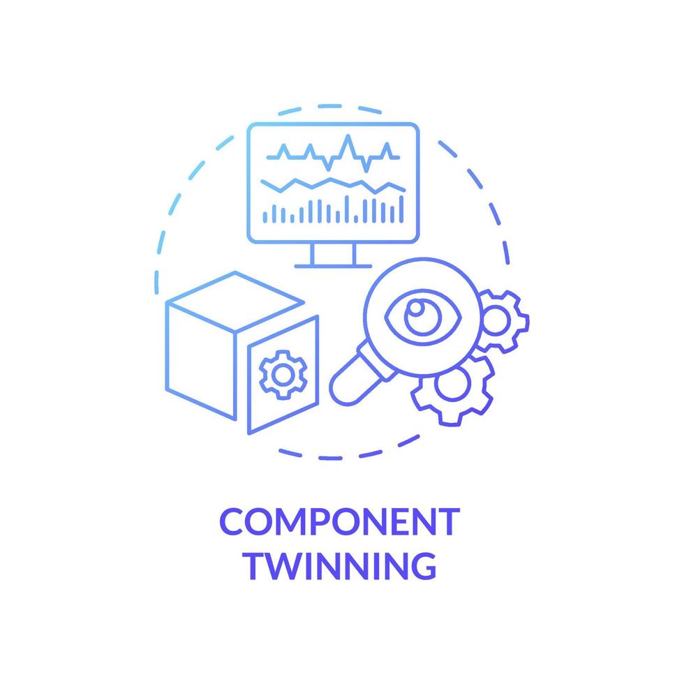 Component twinning blue gradient concept icon. Mechanical and electrical features abstract idea thin line illustration. Isolated outline drawing. Roboto-Medium, Myriad Pro-Bold fonts used vector