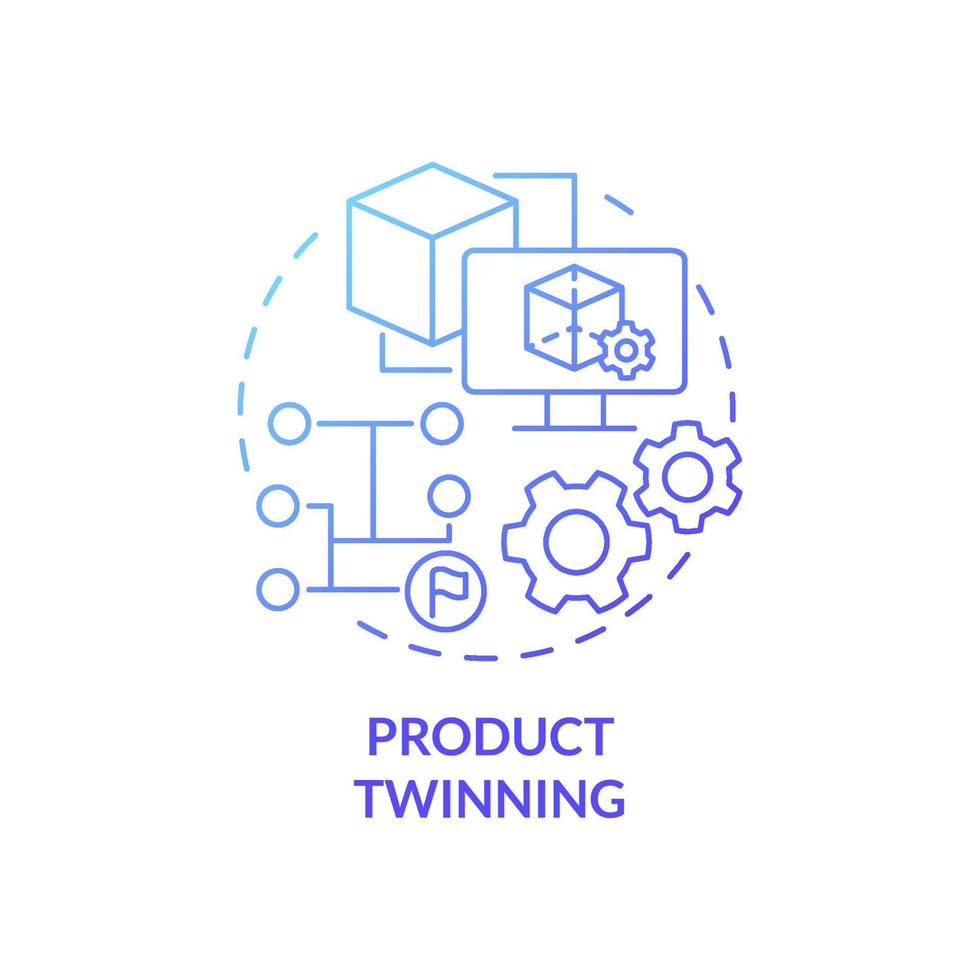 Product twinning blue gradient concept icon. Product lifecycle management abstract idea thin line illustration. Minimizing failures. Isolated outline drawing. Roboto-Medium, Myriad Pro-Bold fonts used vector