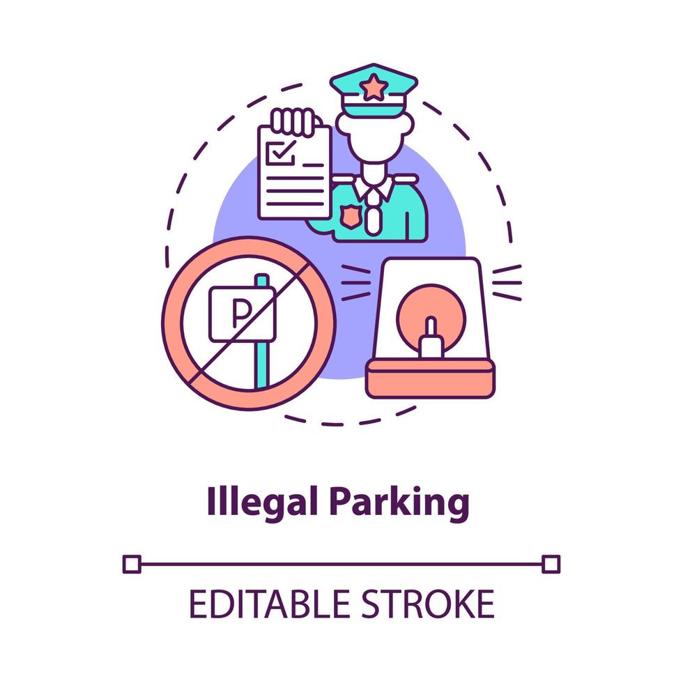 Illegal parking concept icon. Scooter sharing problem abstract idea thin line illustration. Blocking pedestrian walkways. Reporting violation. Vector isolated outline color drawing. Editable stroke