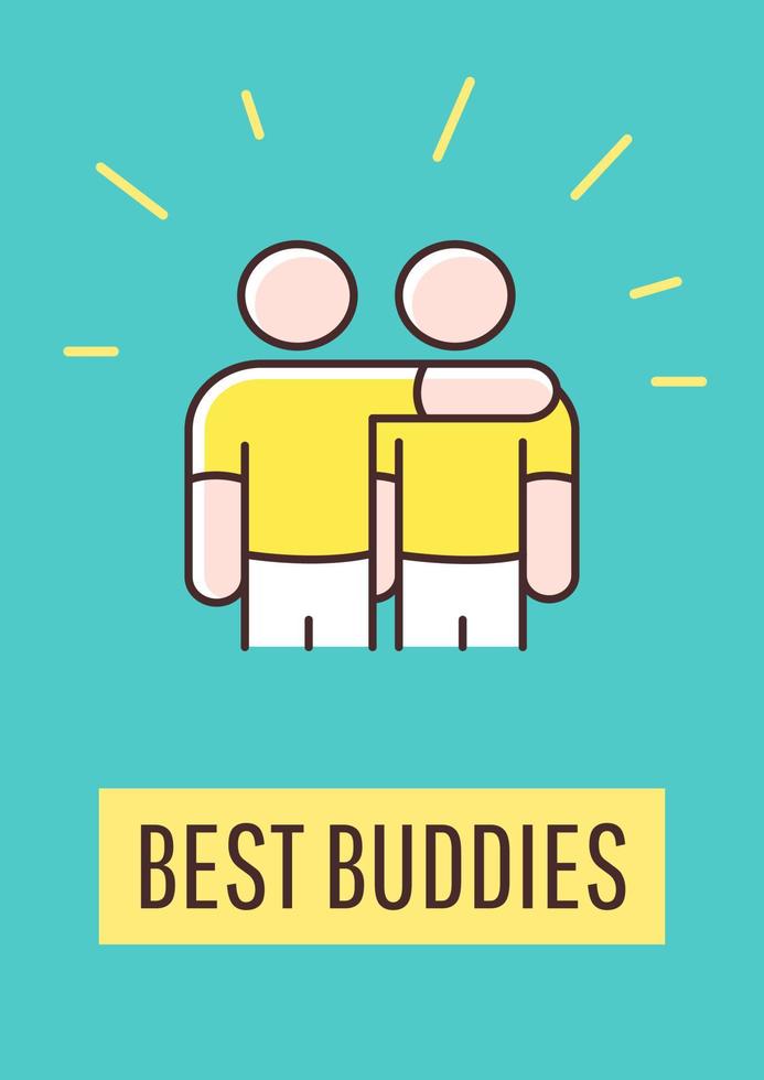 Best comrades greeting card with color icon element. Deep friendship. Express support. Postcard vector design. Decorative flyer with creative illustration. Notecard with congratulatory message
