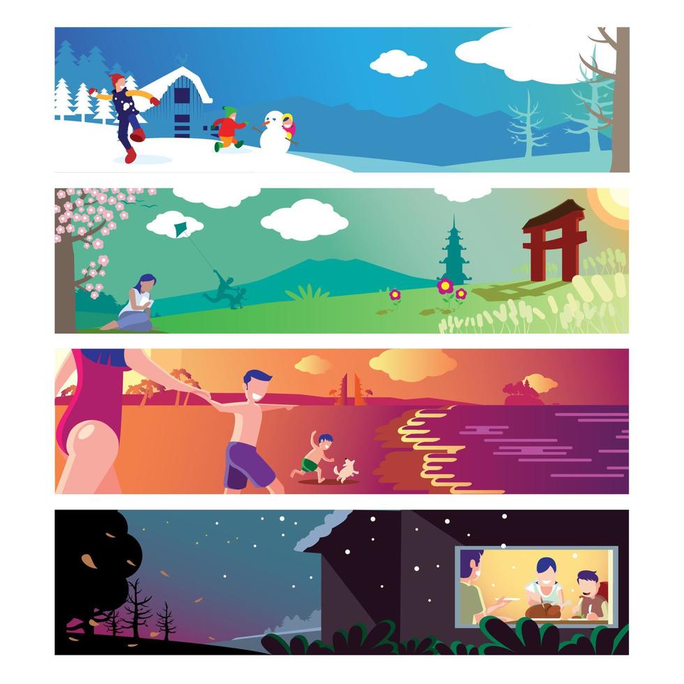 Four seasons theme.vector illustration for design element, calendar or any other purpose. vector