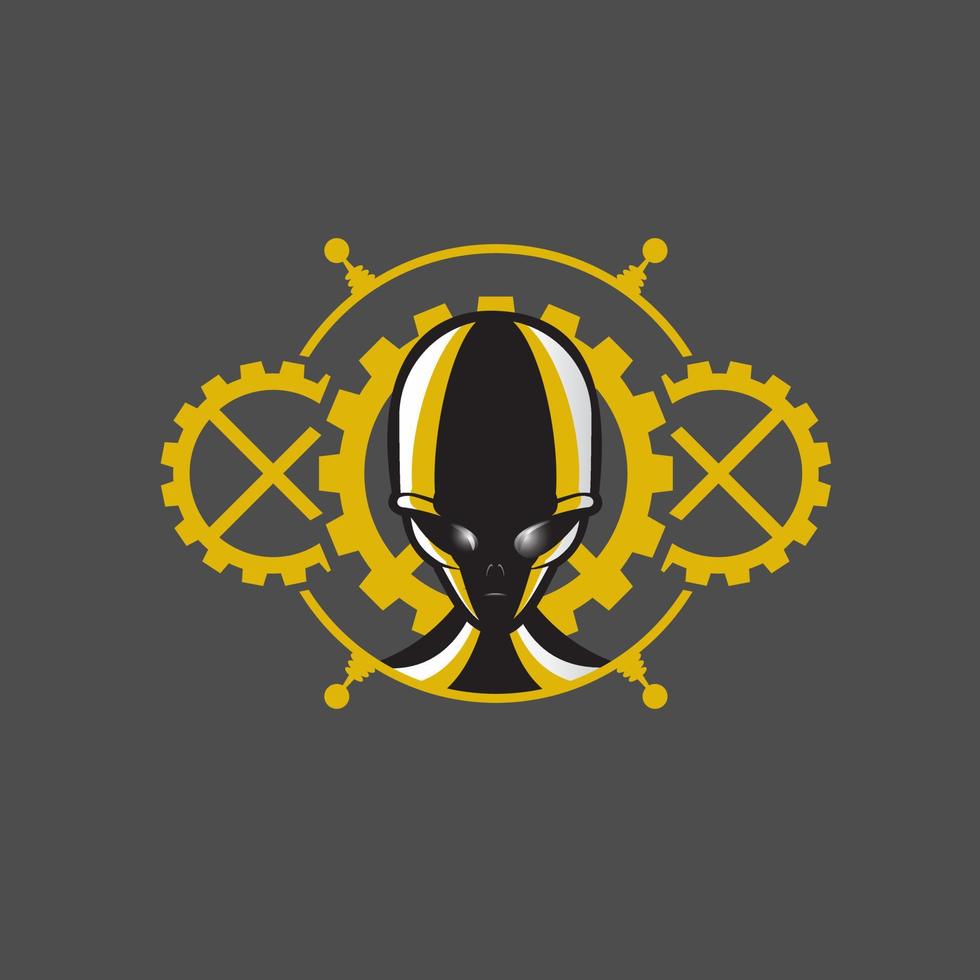 vector de cabeza alienígena steampunk para uso comercial como logotipo, impresión de camisetas, etc.