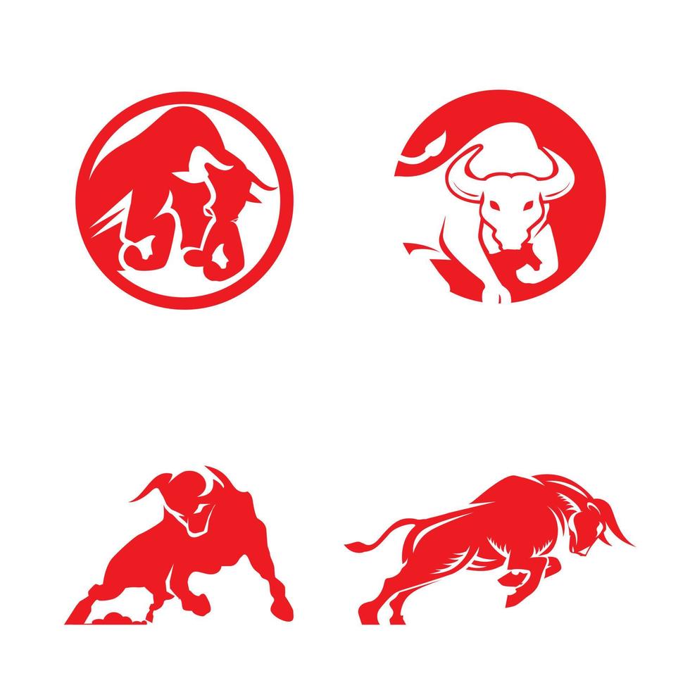 Bull logo and clip art set. vector