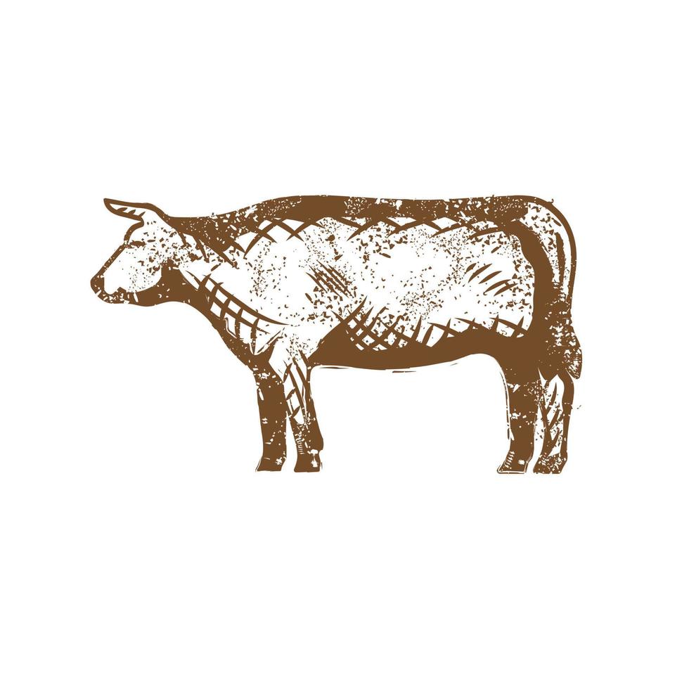 imágenes prediseñadas de ganado o vaca. estilo clásico de la vendimia vector