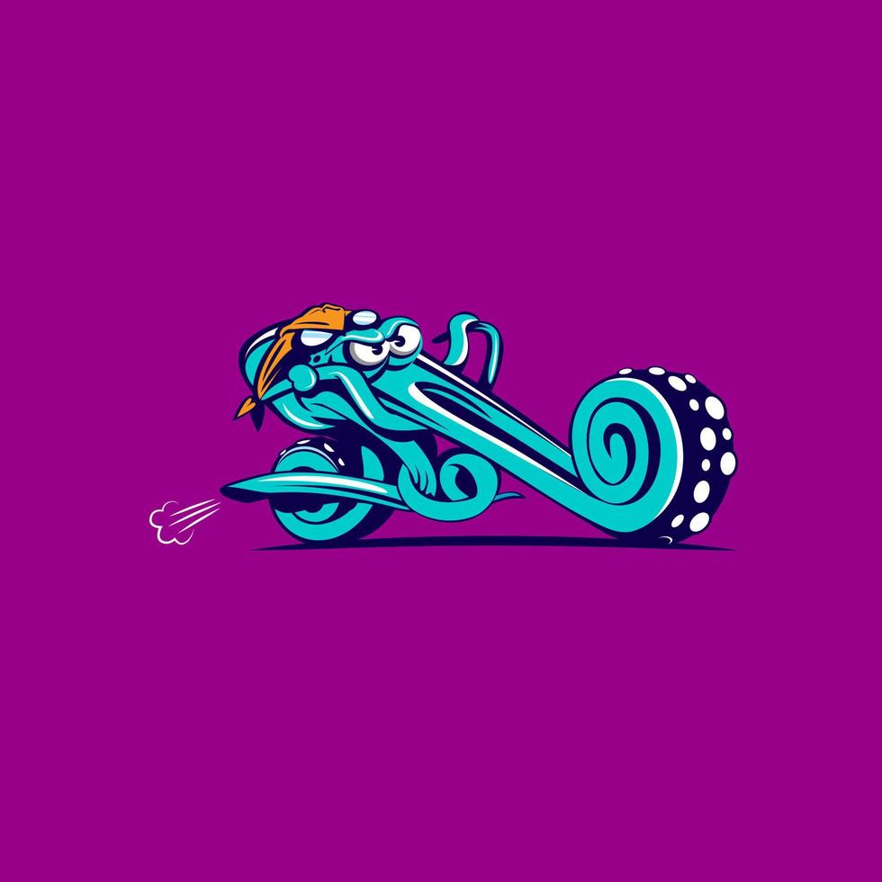 Funny Octopus riding chopper bike, funny illustration can be used as logo, tshirt print or any other purpose vector