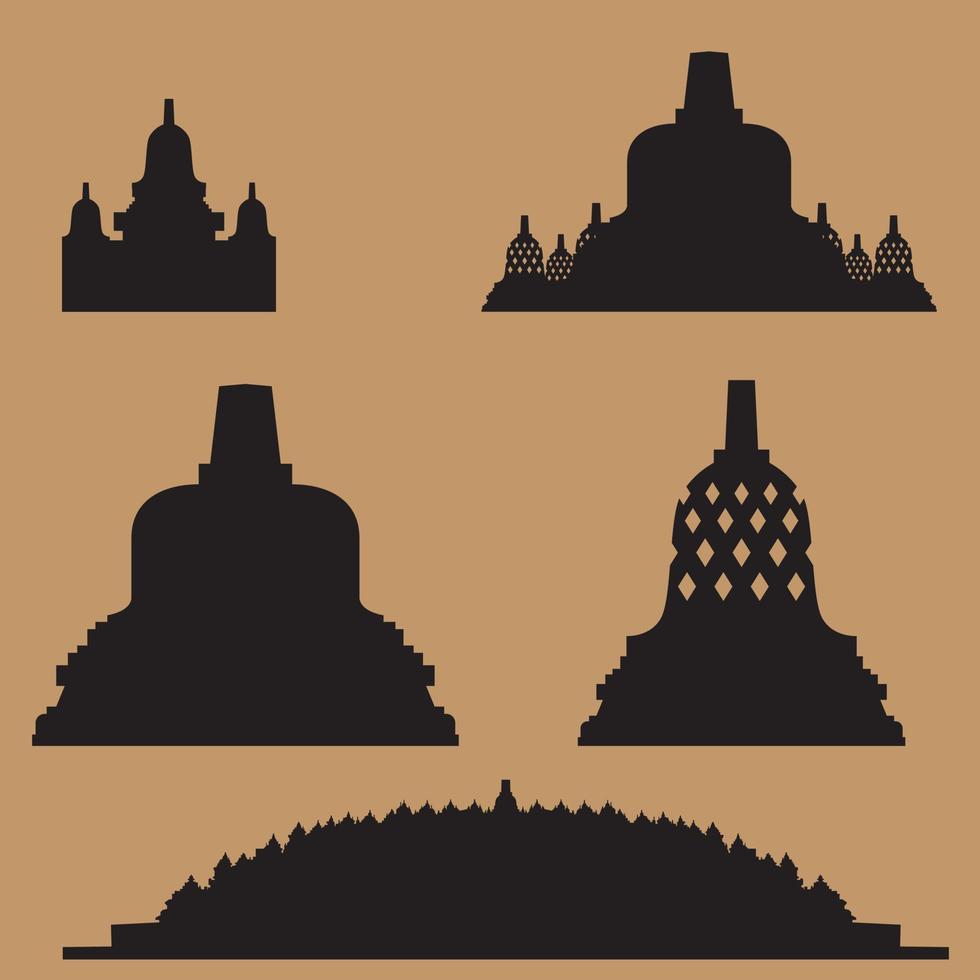 Borobudur temple various stupa shapes vector
