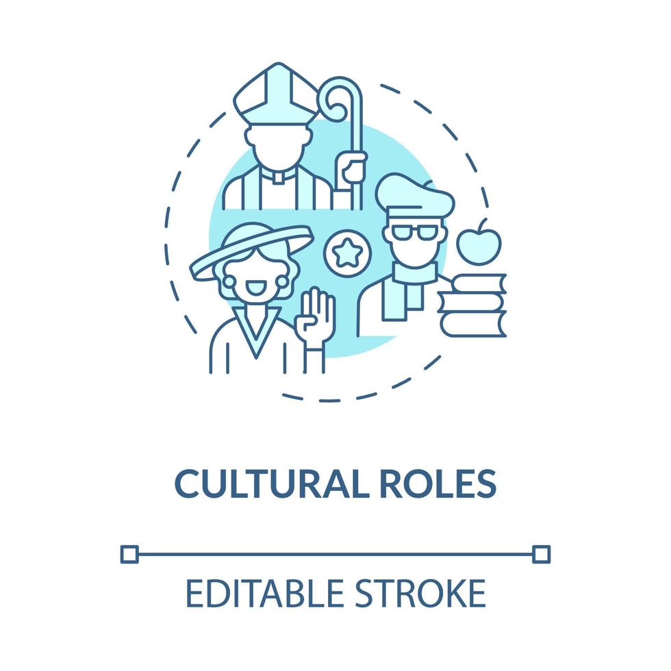 Cultural roles blue concept icon. Social engagement. Participation type for people in society abstract idea thin line illustration. Vector isolated outline color drawing. Editable stroke