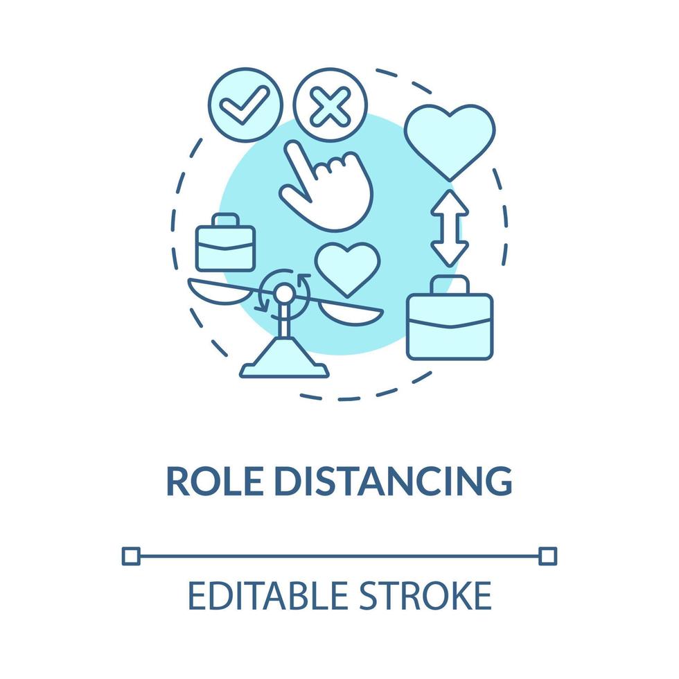 Role distancing blue concept icon. Practice another social role. Find new position in community abstract idea thin line illustration. Vector isolated outline color drawing. Editable stroke