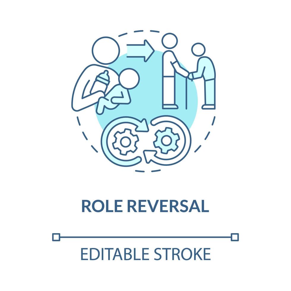 Role reversal blue concept icon. Exchange social position in community. Function transformation abstract idea thin line illustration. Vector isolated outline color drawing. Editable stroke