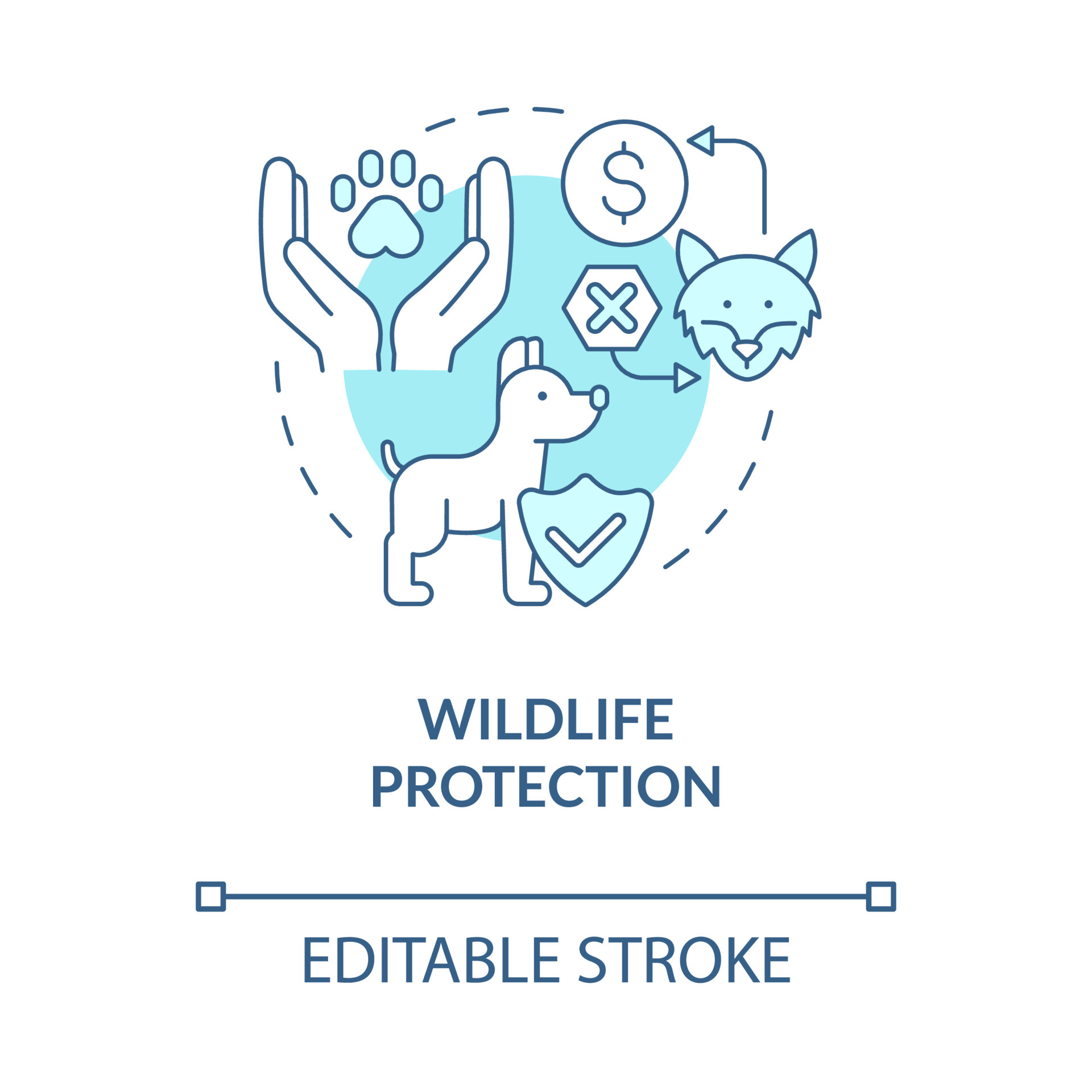 Wildlife protection blue concept icon. Save planet ecosystem. Charity  support wild animals abstract idea thin line illustration. Vector isolated  outline color drawing. Editable stroke 7003580 Vector Art at Vecteezy