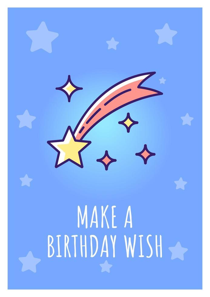 Make birthday wish greeting card with color icon element. Birthday celebration. Postcard vector design. Decorative flyer with creative illustration. Notecard with congratulatory message