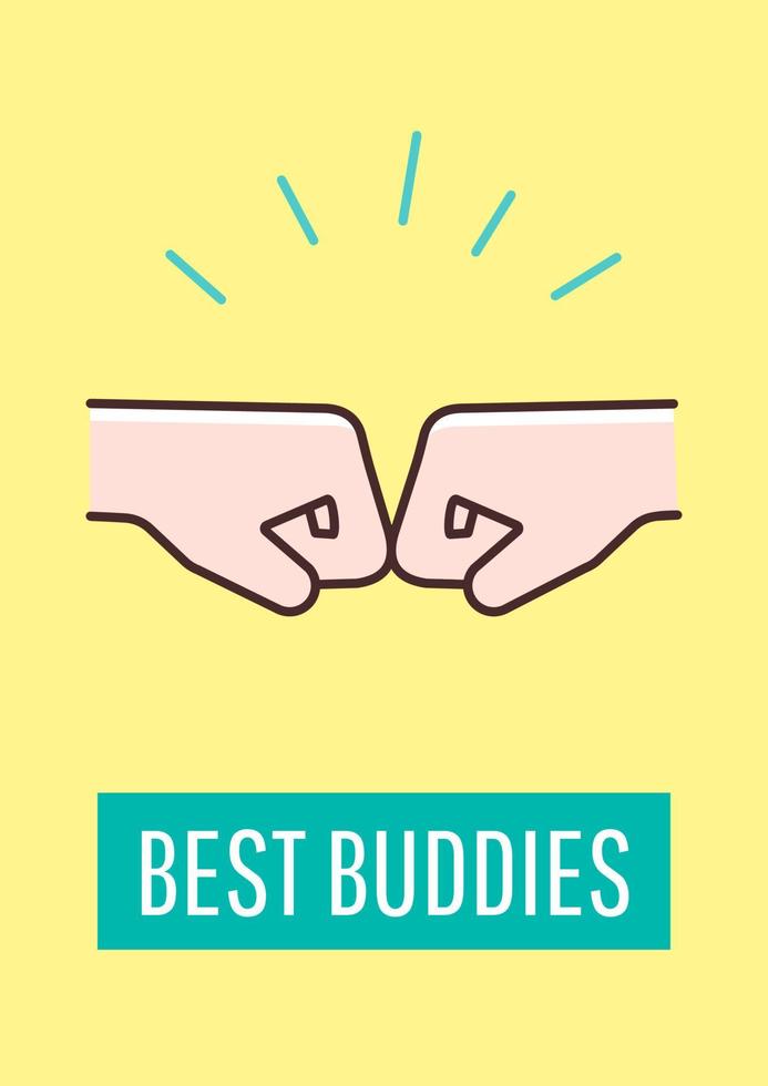 Best buddies greeting card with color icon element. Love and support to friend. Postcard vector design. Decorative flyer with creative illustration. Notecard with congratulatory message
