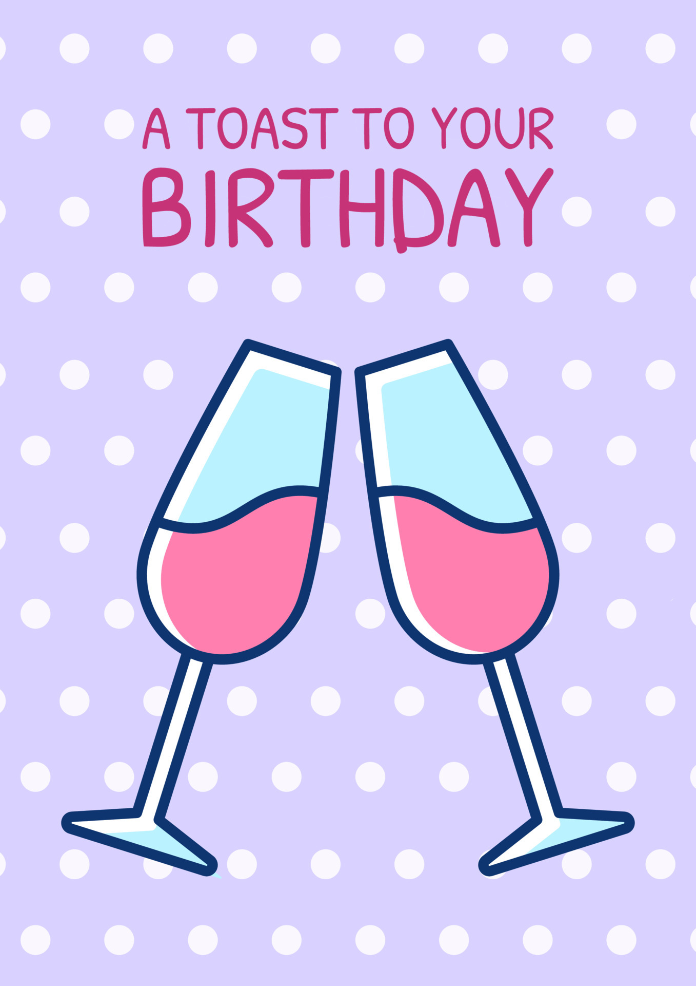 Toast to your birthday greeting card with color icon element. With