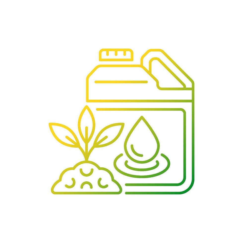 Liquid fertilizer gradient linear vector icon. Fluid mixture of supplement. Pouring, spraying. Plants, crops supplement. Thin line color symbol. Modern style pictogram. Vector isolated outline drawing