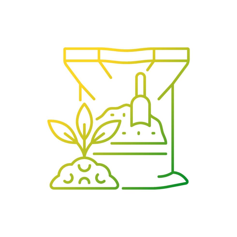 Dry fertilizer gradient linear vector icon. Mixture of supplements for plants. Chemical and organic nutrients. Thin line color symbol. Modern style pictogram. Vector isolated outline drawing