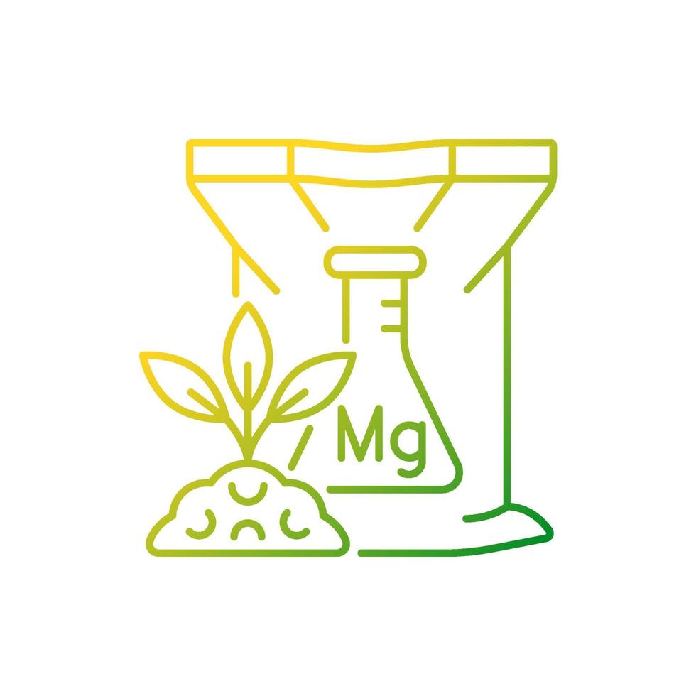 Magnesium fertilizer gradient linear vector icon. Chemical plant and soil supplement. Magnesia enrichment. Thin line color symbol. Modern style pictogram. Vector isolated outline drawing