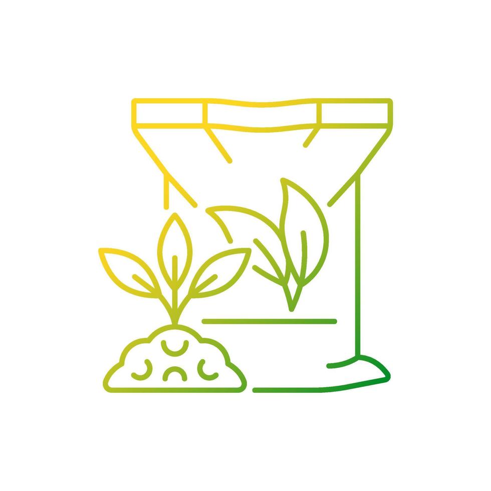 Organic fertilizers gradient linear vector icon. Natural supplements for soil and plants. Minerals and nutrients. Thin line color symbol. Modern style pictogram. Vector isolated outline drawing