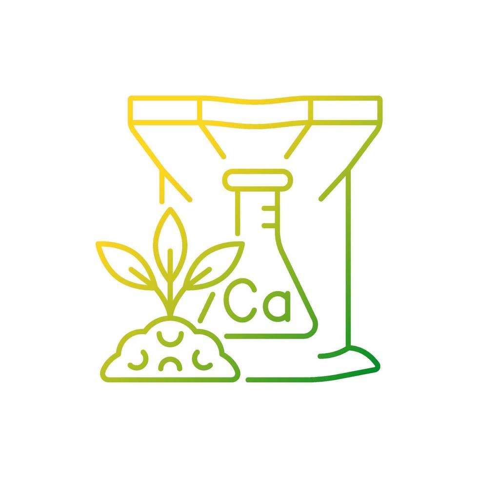 Calcium fertilizers gradient linear vector icon. Chemical and organic supplements. Egg shell and bone meal. Thin line color symbol. Modern style pictogram. Vector isolated outline drawing
