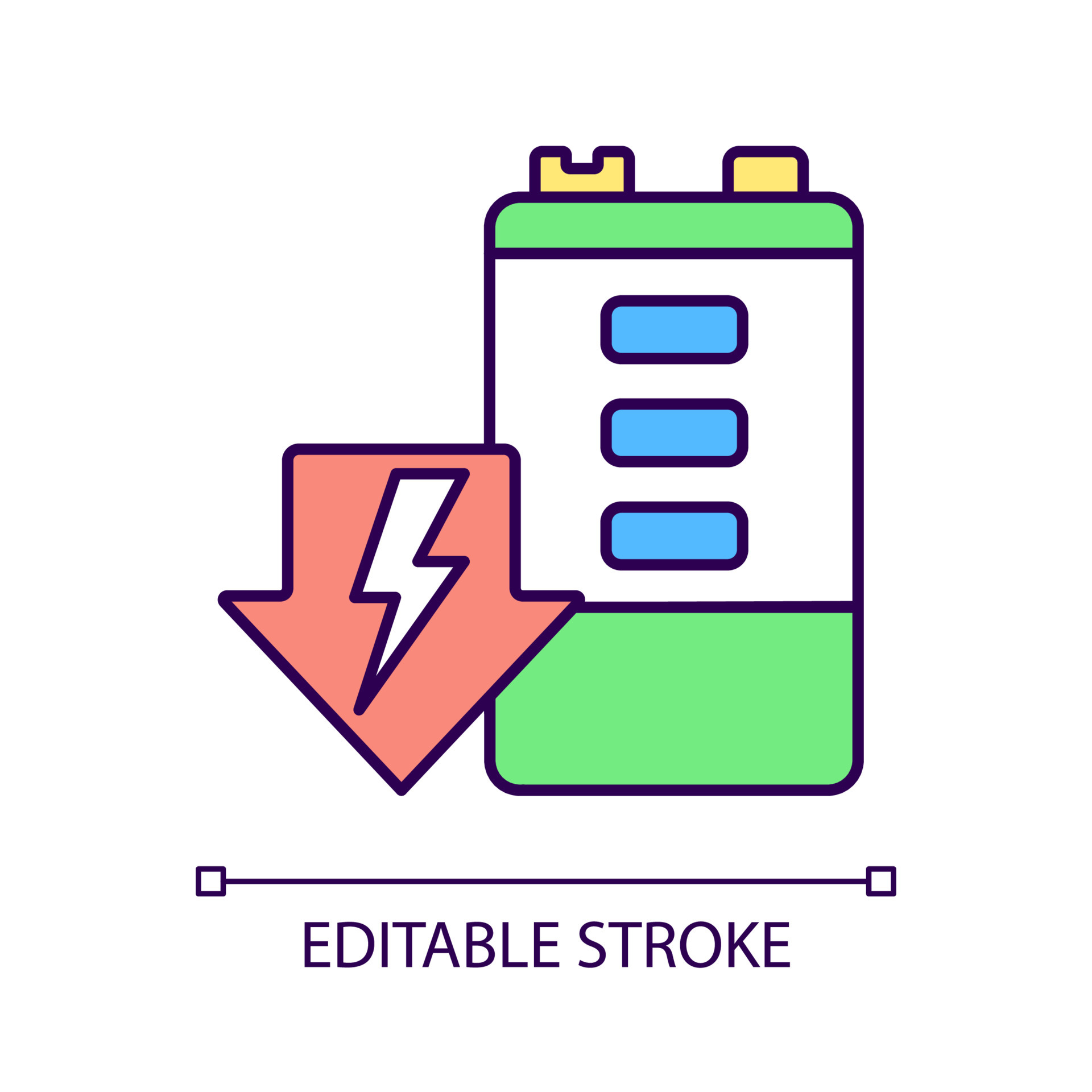 Battery Discharging Rgb Color Icon. Self-Discharge. Voltage And Energy  Decrease. Accumulator Power Draining. Durability Deterioration. Isolated  Vector Illustration. Simple Filled Line Drawing 7003743 Vector Art At  Vecteezy