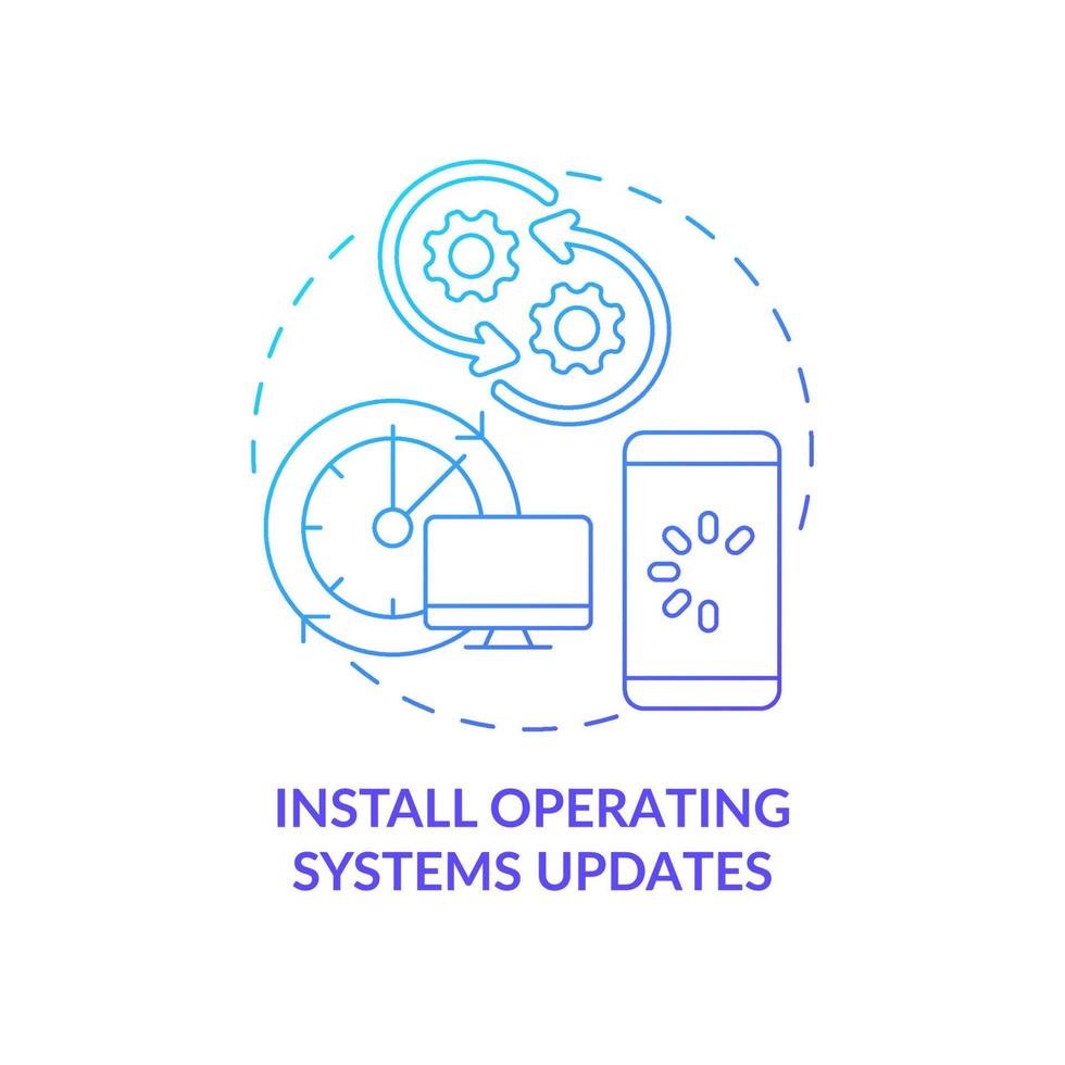 Operating system updates time blue gradient concept icon. Regular devices software updating abstract idea thin line illustration. Data safety. Vector isolated outline color drawing