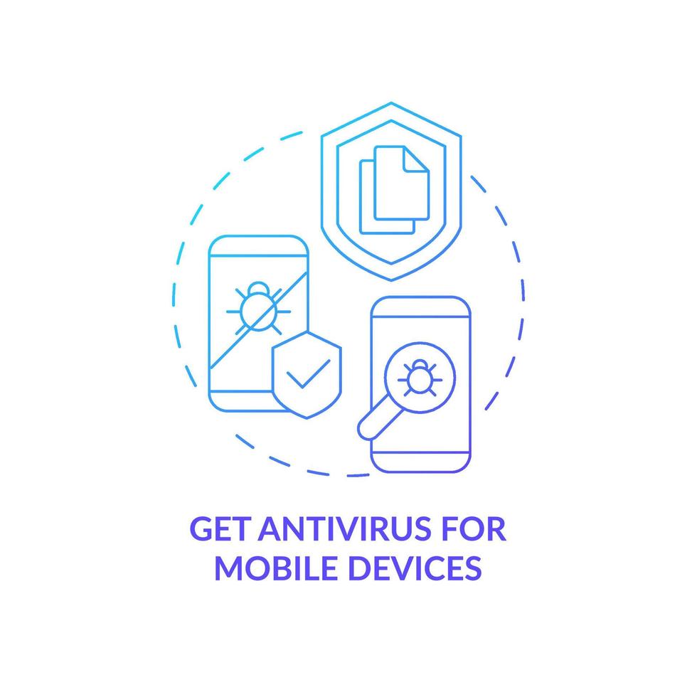 Installing antivirus for mobile devices blue concept icon. Personal information protection abstract idea thin line illustration. Privacy online protection. Vector isolated outline color drawing