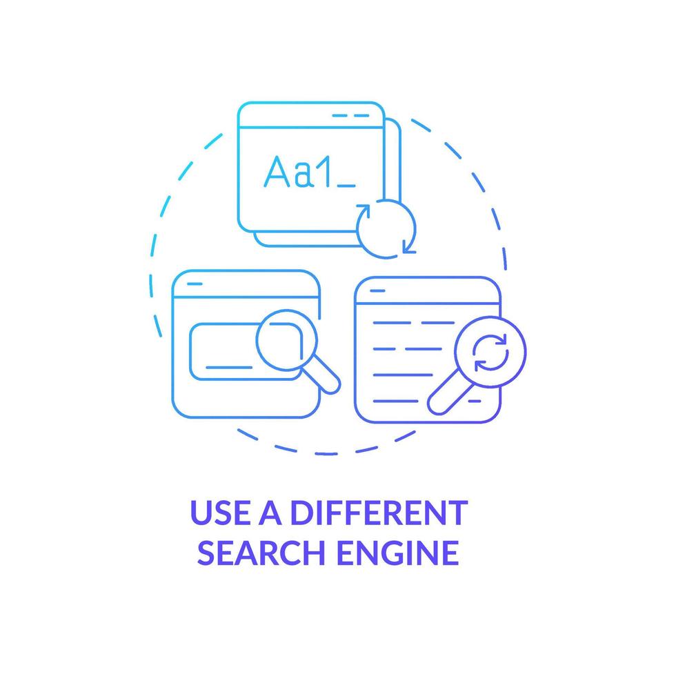 Different search engines blue gradient concept icon. Anonymous search internet sources of information protection abstract idea thin line illustration. Vector isolated outline color drawing