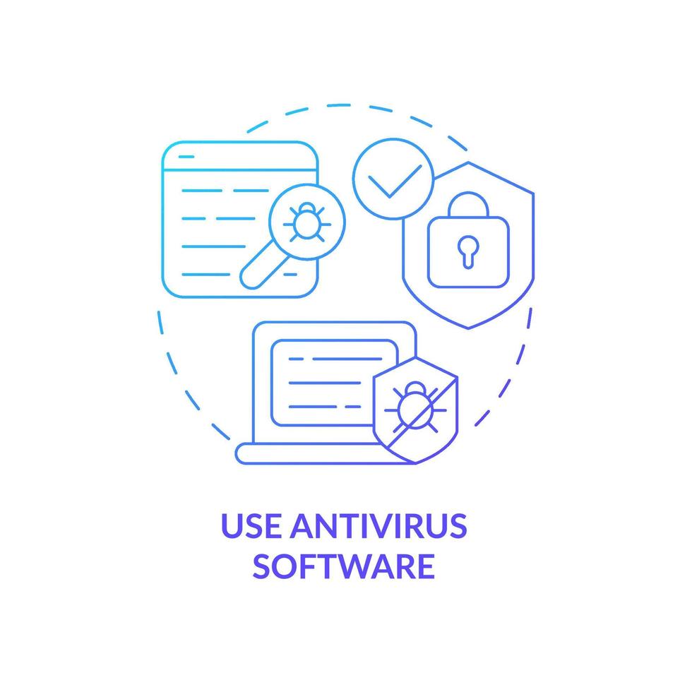 Antivirus software installation blue gradient concept icon. Information and devices protection abstract idea thin line illustration. Internet surfing safety. Vector isolated outline color drawing