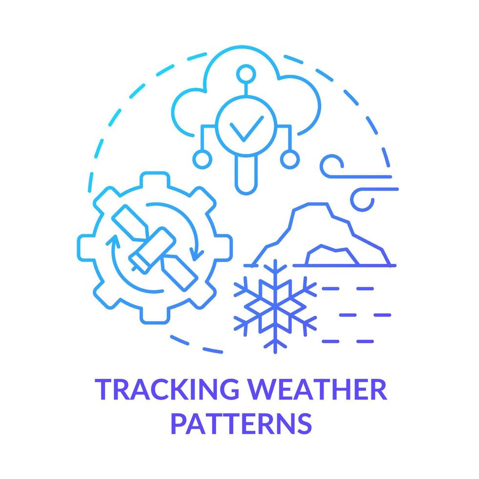 seguimiento de patrones meteorológicos icono de concepto de degradado azul vector